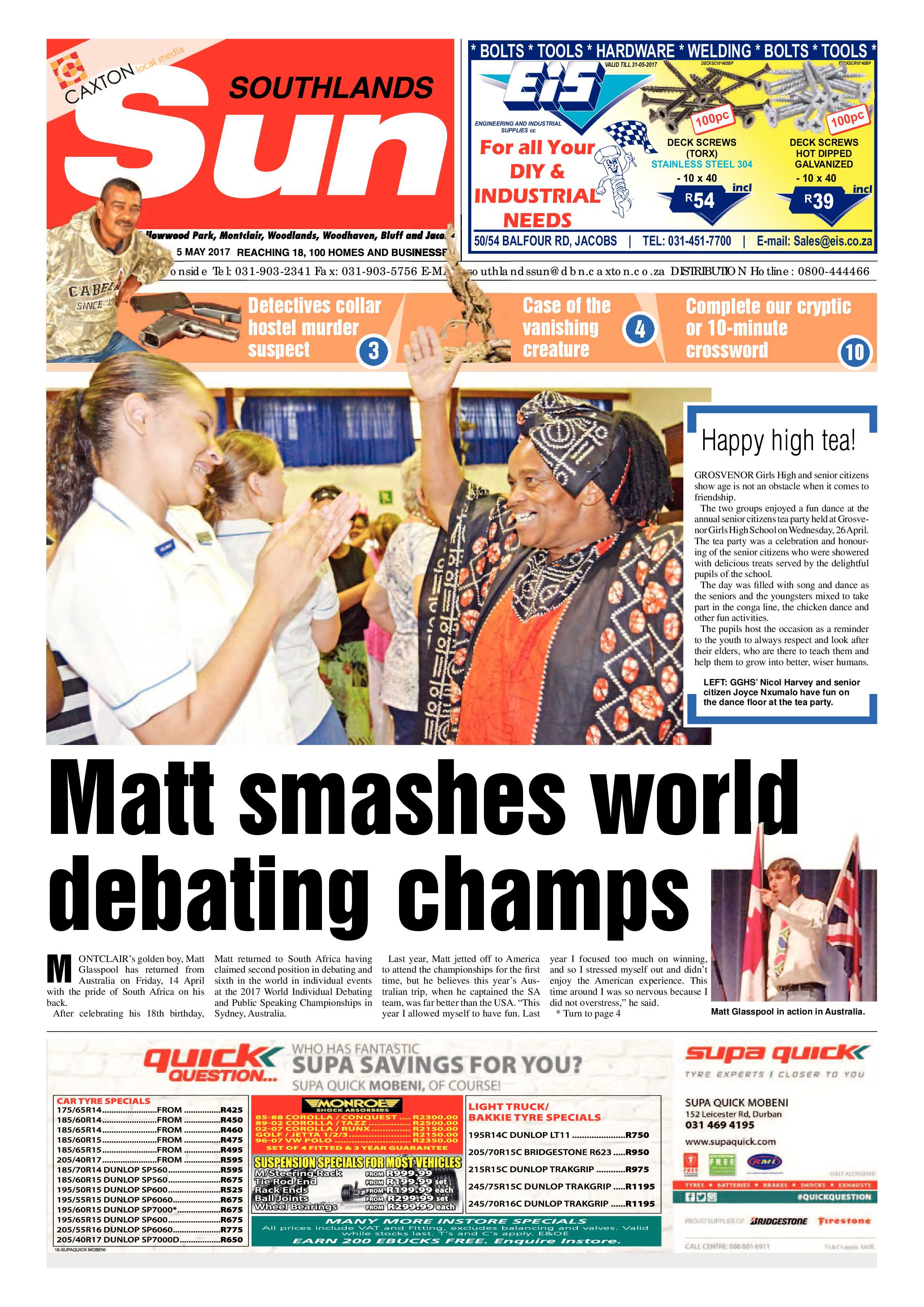 Matt smashes world debating champs page 1