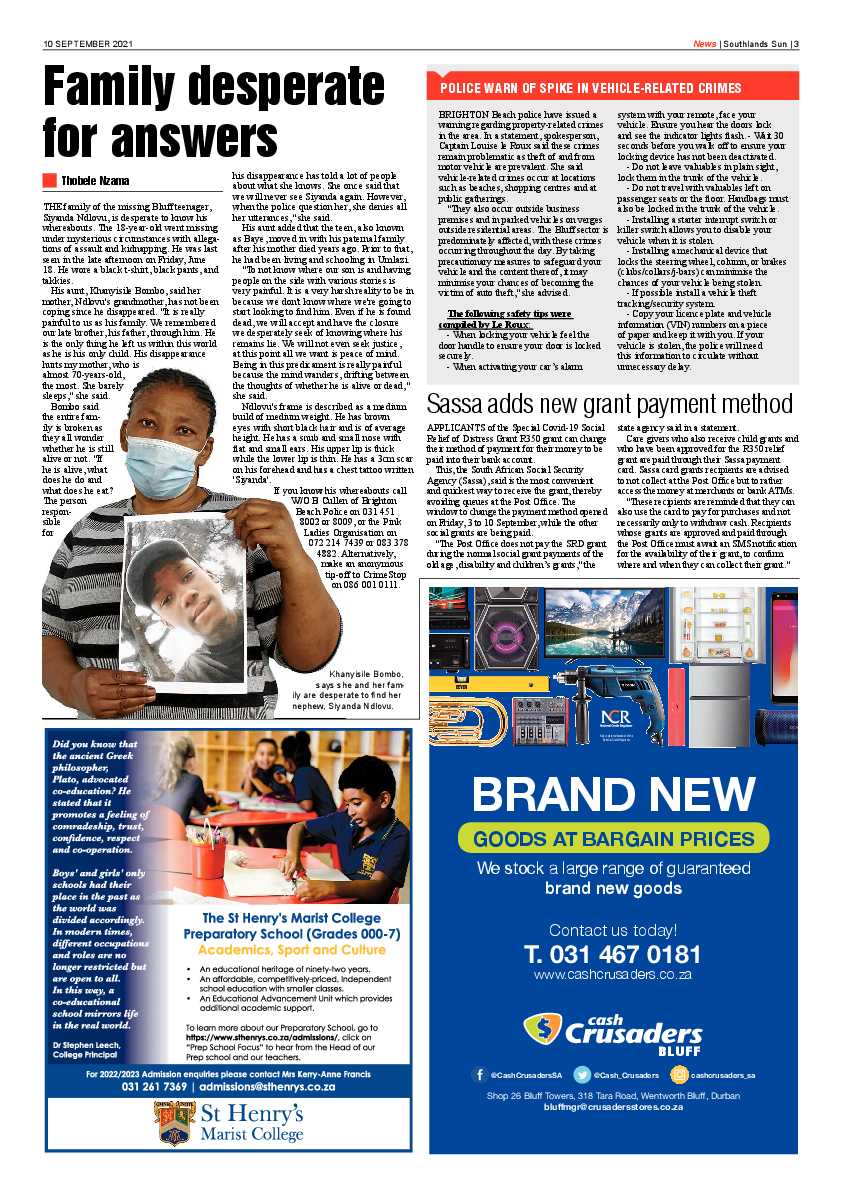 Southlands Sun 10 September 2021 page 3