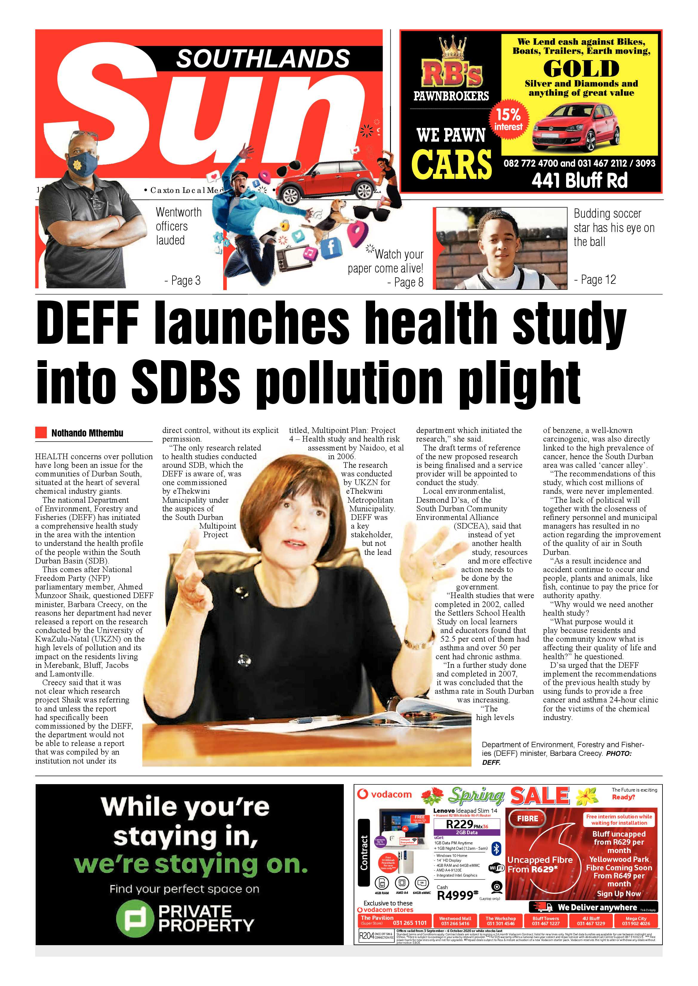 Southlands Sun 11 September 2020 page 1