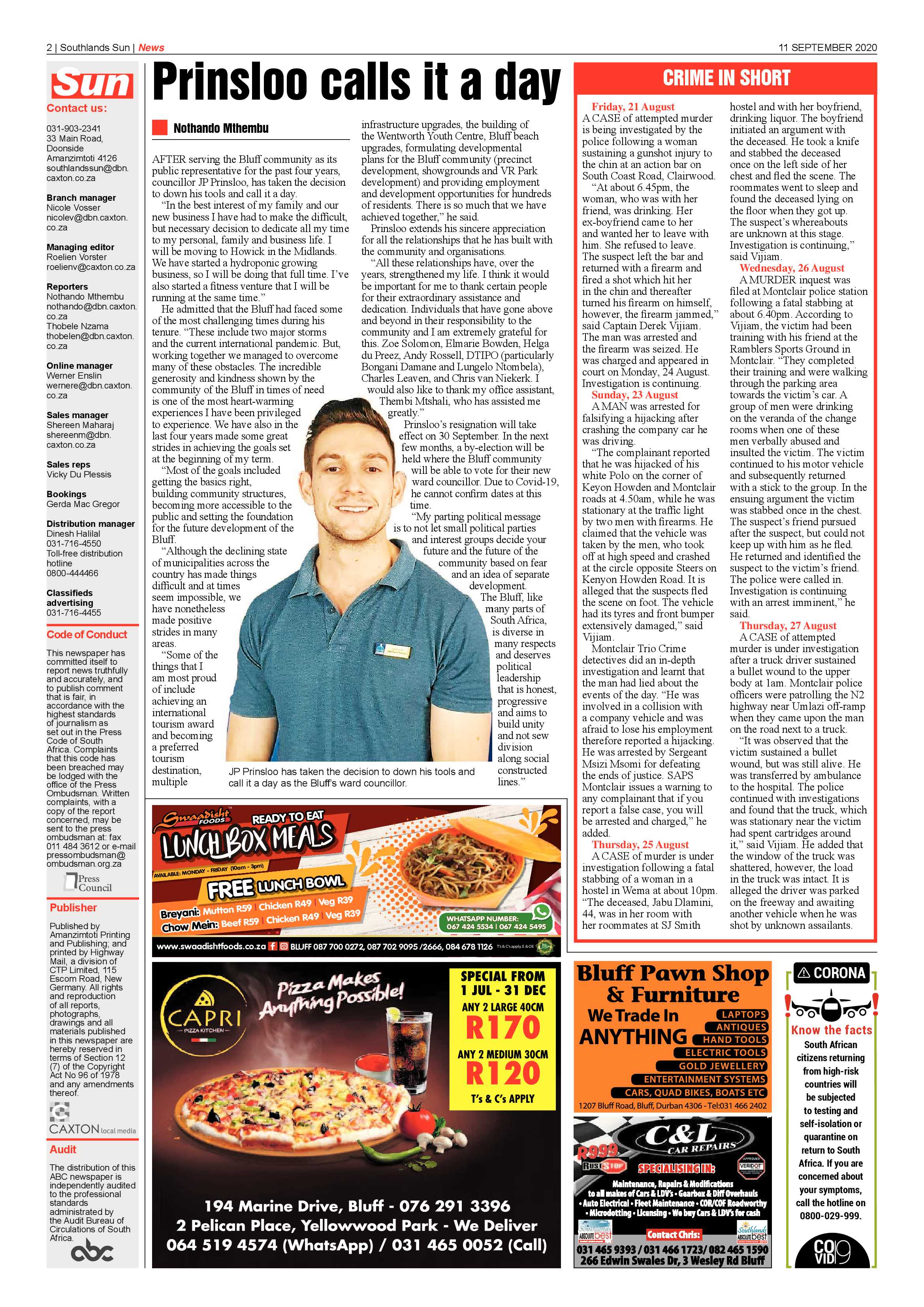 Southlands Sun 11 September 2020 page 2