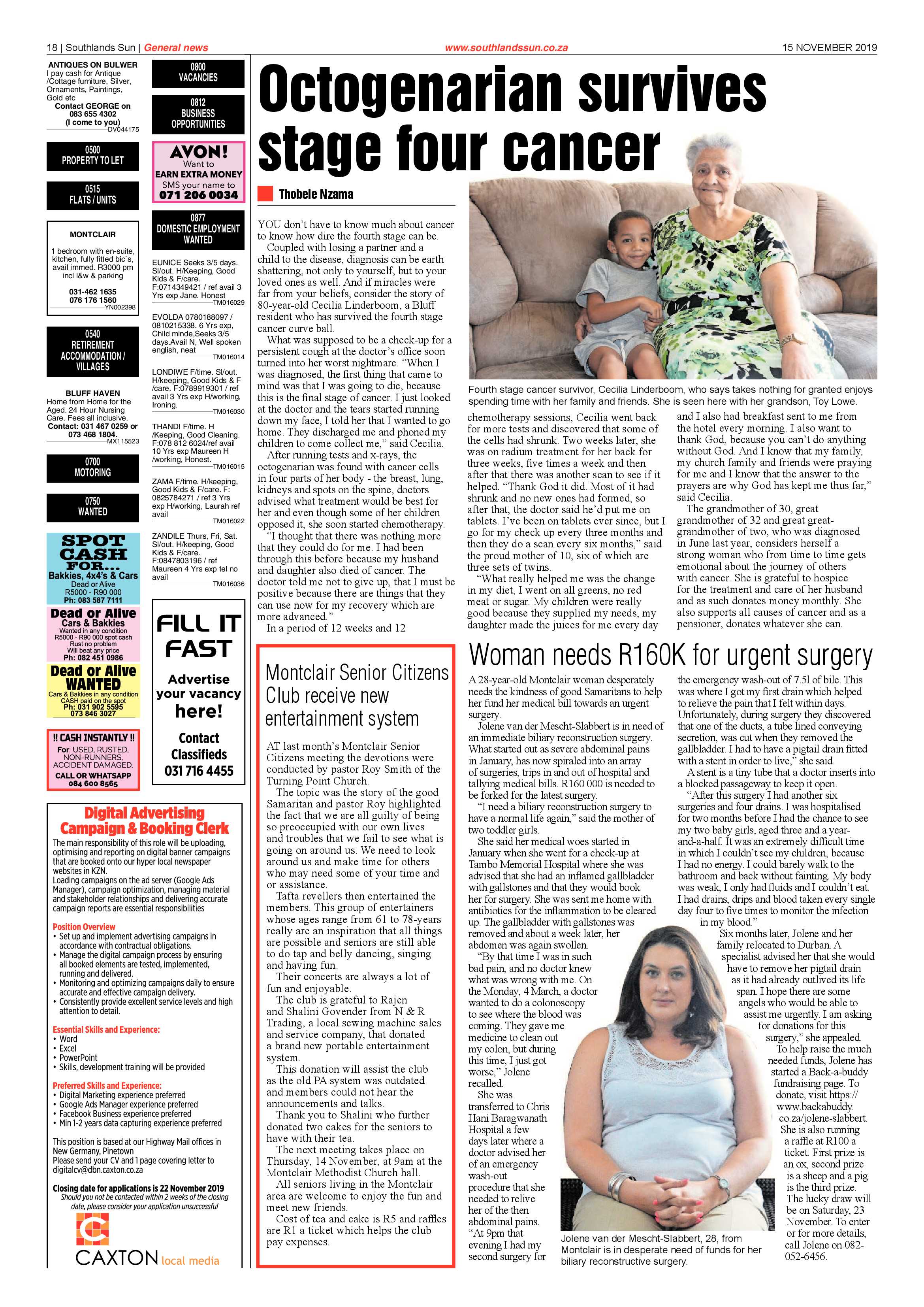 Southlands Sun 15 November 2019 page 18
