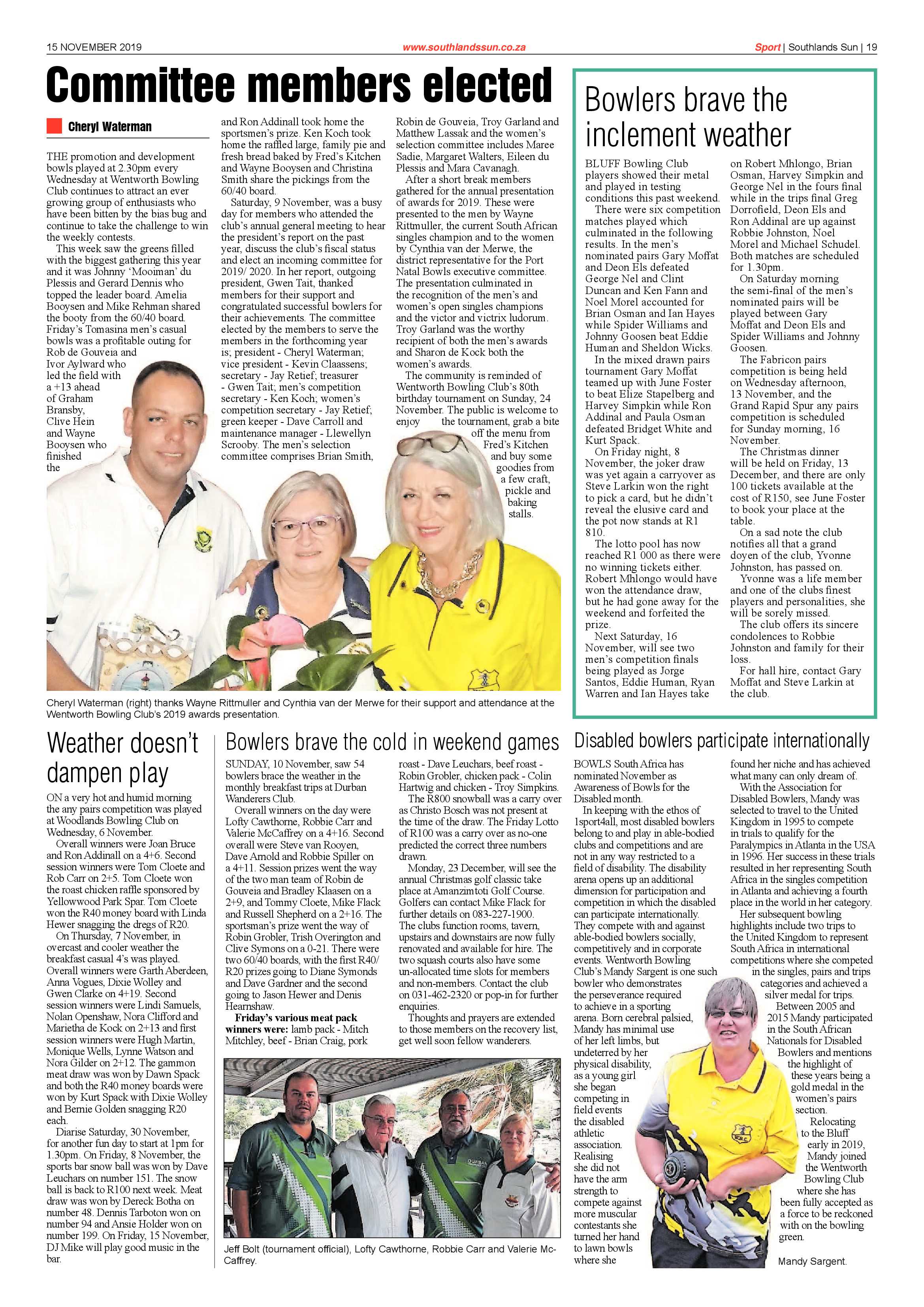Southlands Sun 15 November 2019 page 19