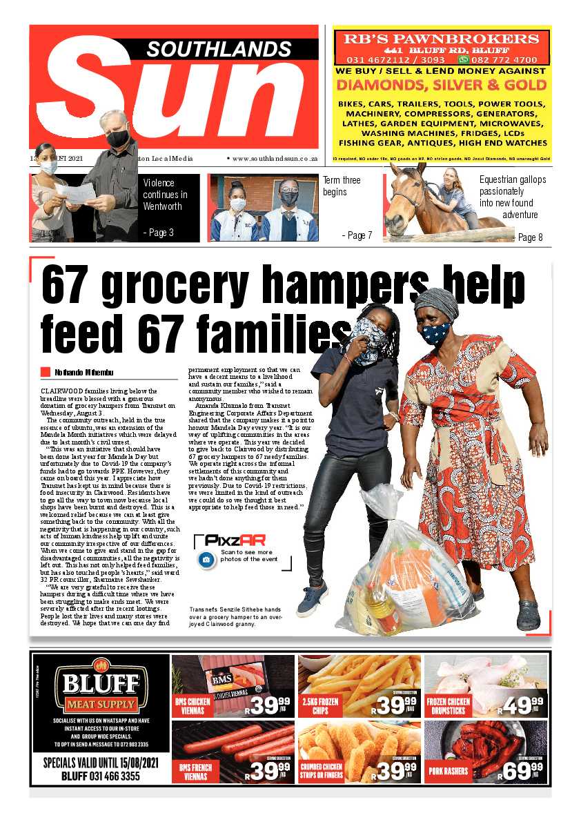 Southlands Sun 13 August  2021 page 1