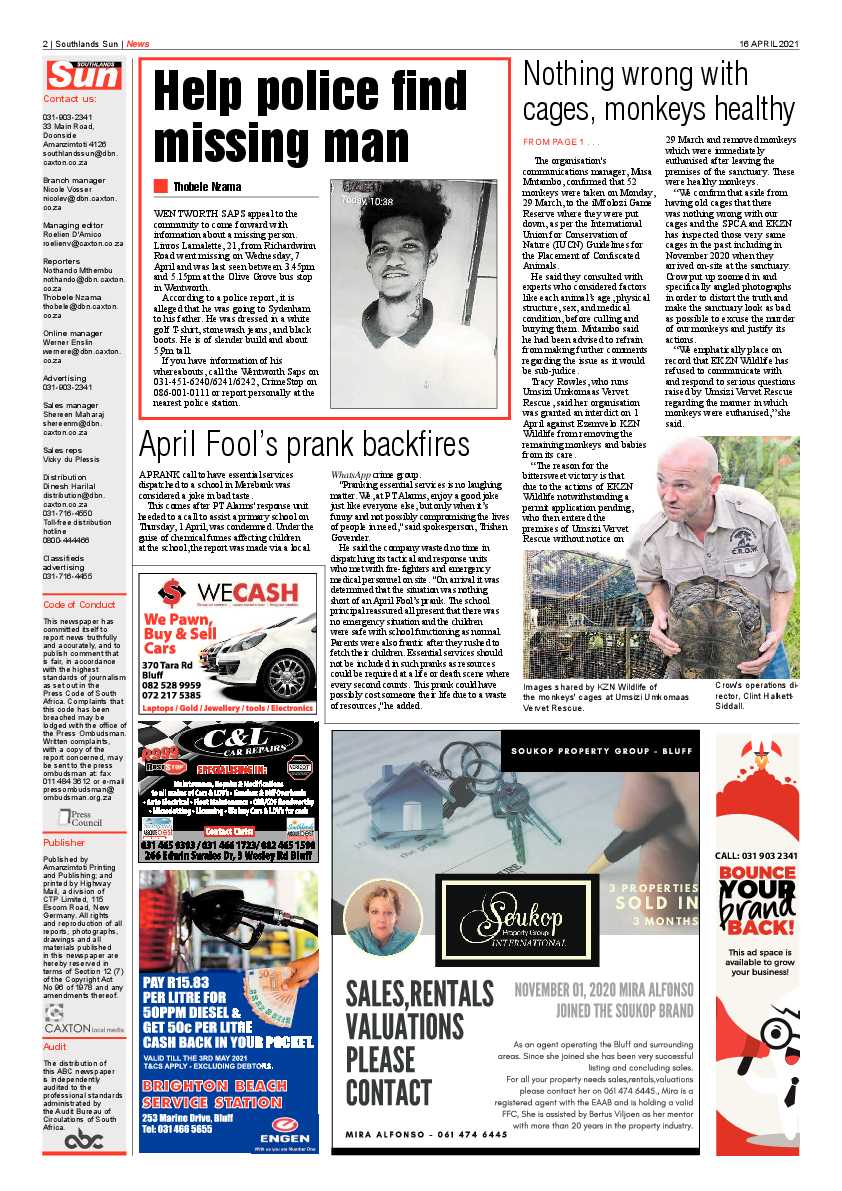 Southlands Sun 16 September 2021 page 2