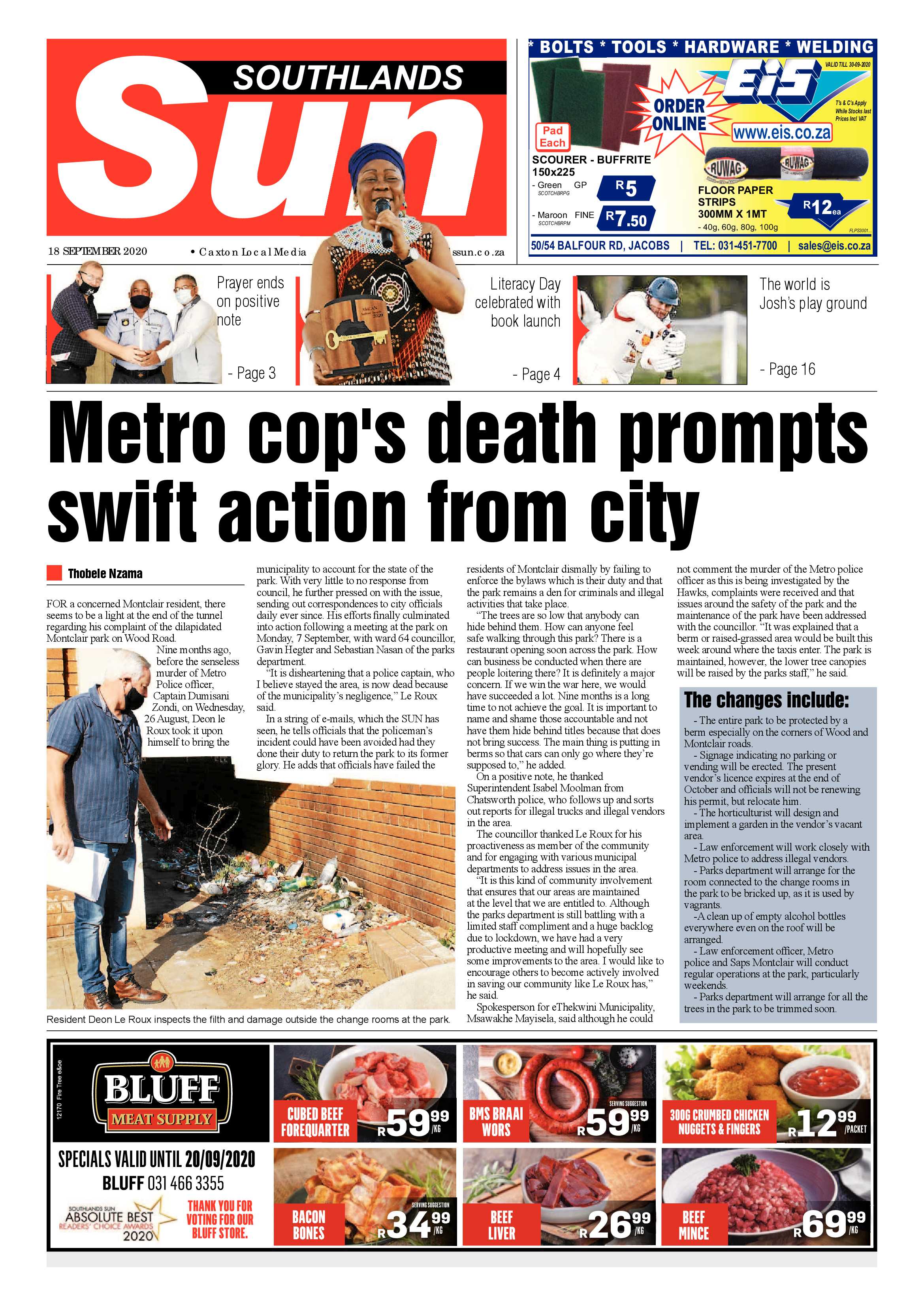 Southlands Sun 18 September 2020 page 1