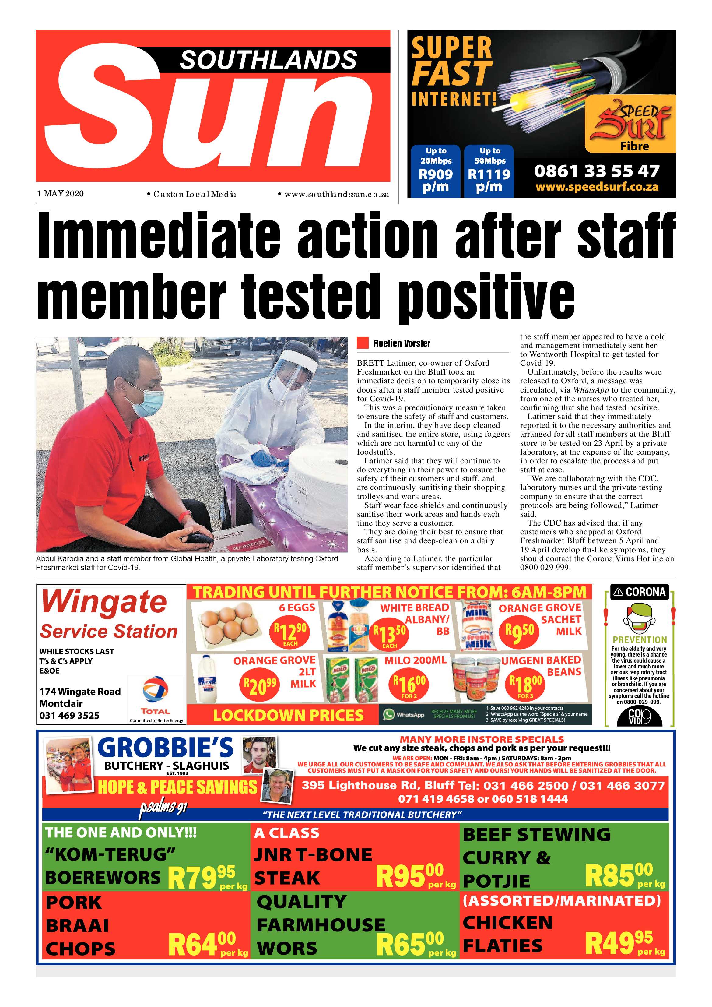 Southlands Sun 1 May 2020 page 1