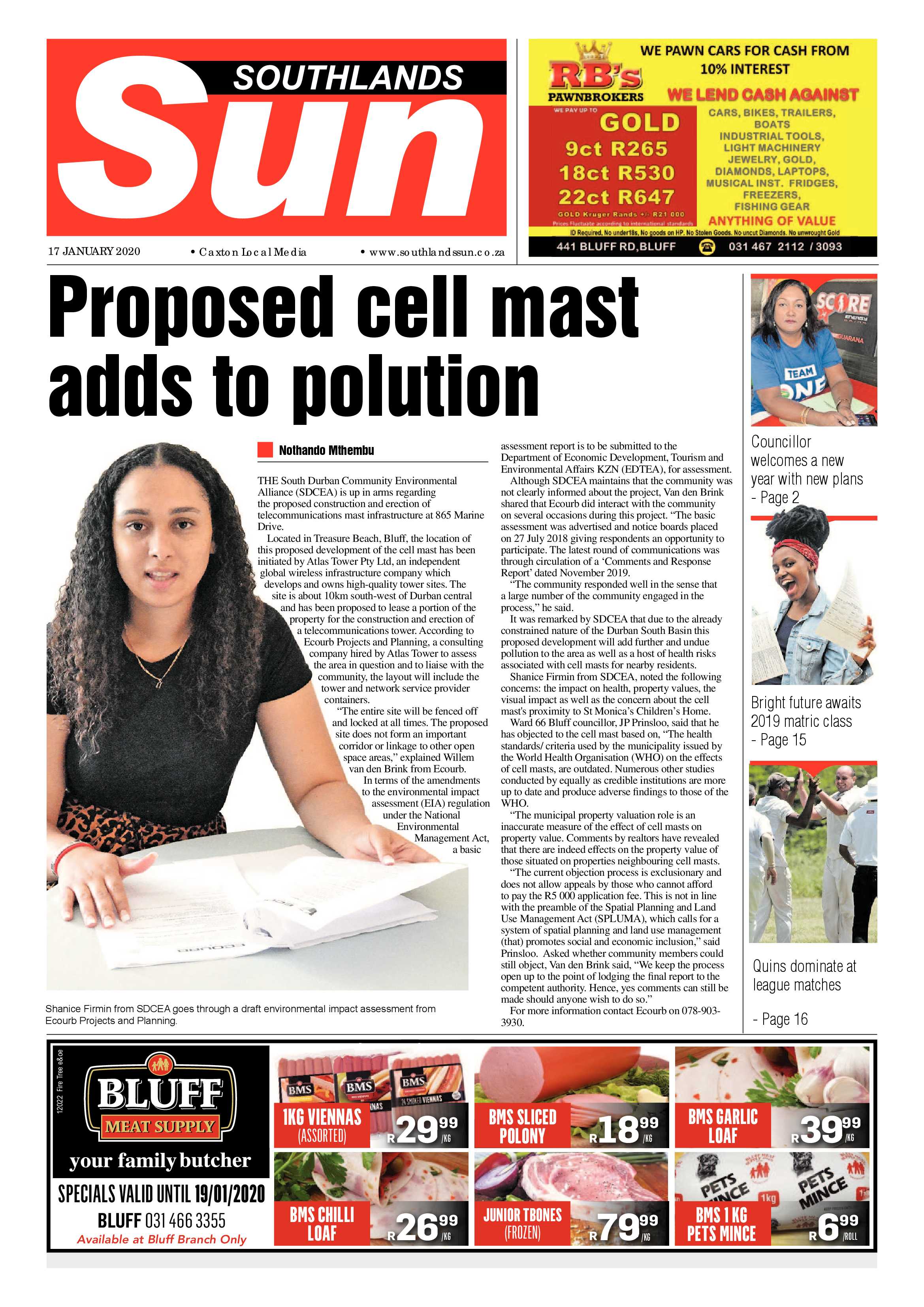 Southlands Sun 17 Januray 2020 page 1