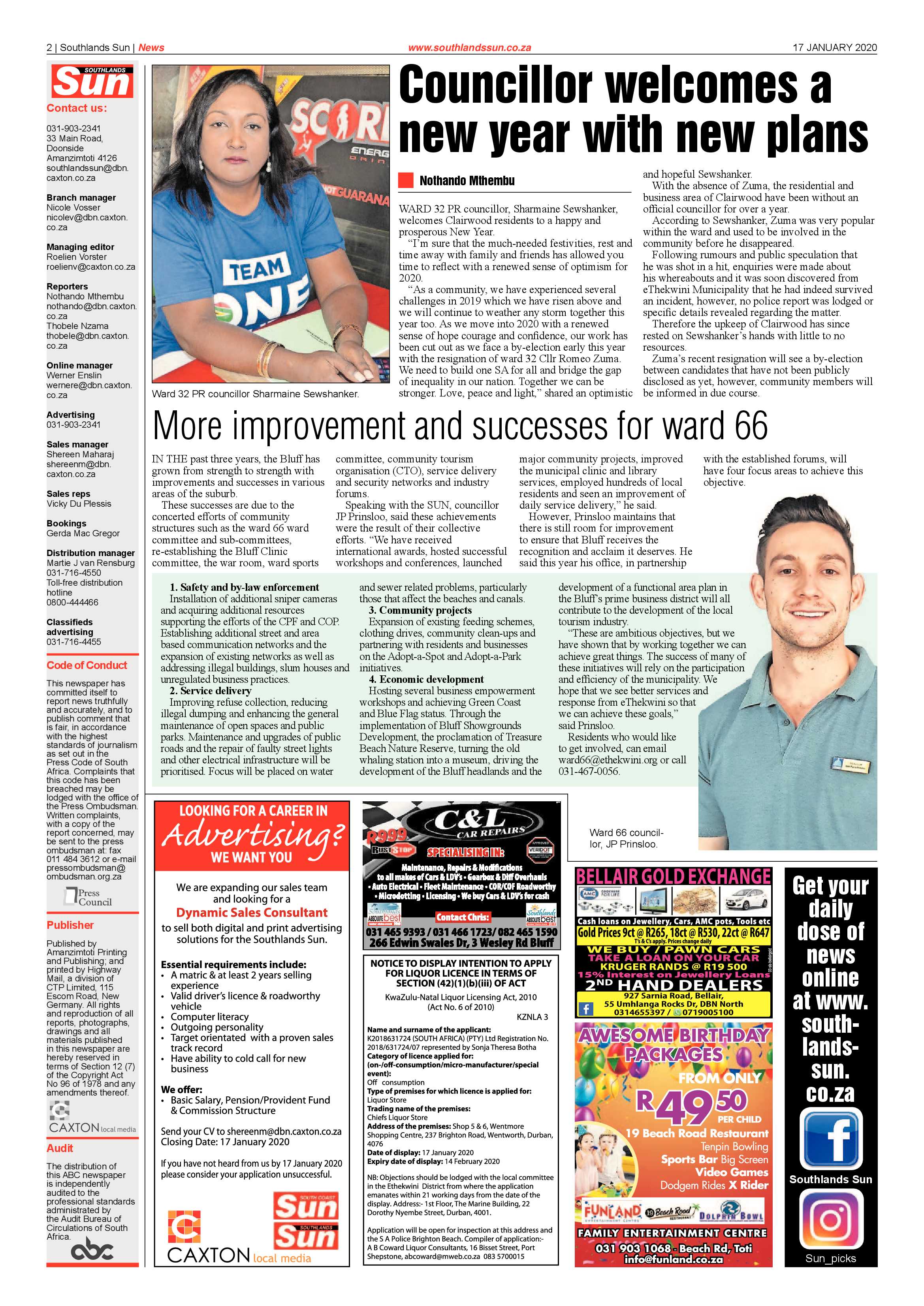 Southlands Sun 17 Januray 2020 page 2