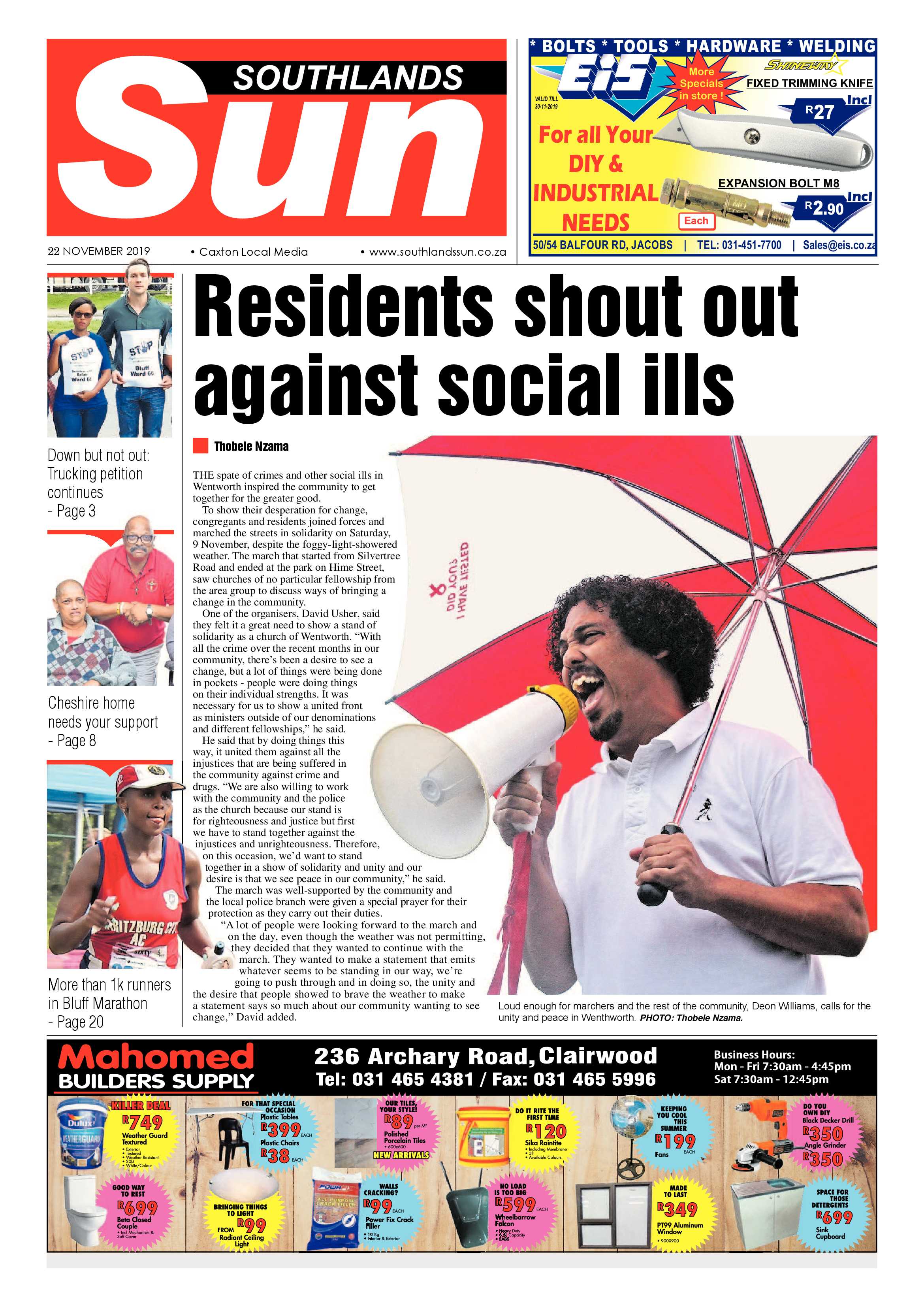 Southlands Sun 22 November 2019 page 1