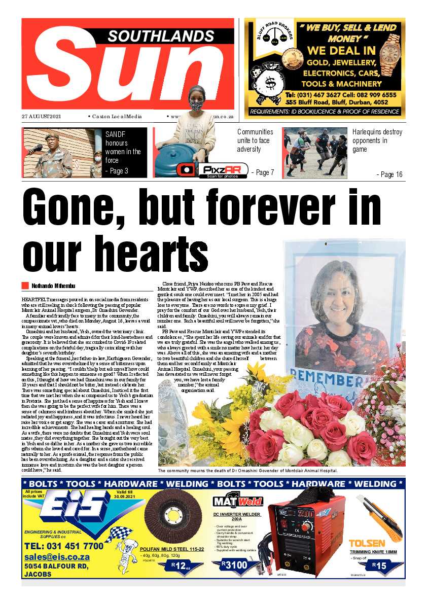 Southlands Sun 27 August  2021 page 1