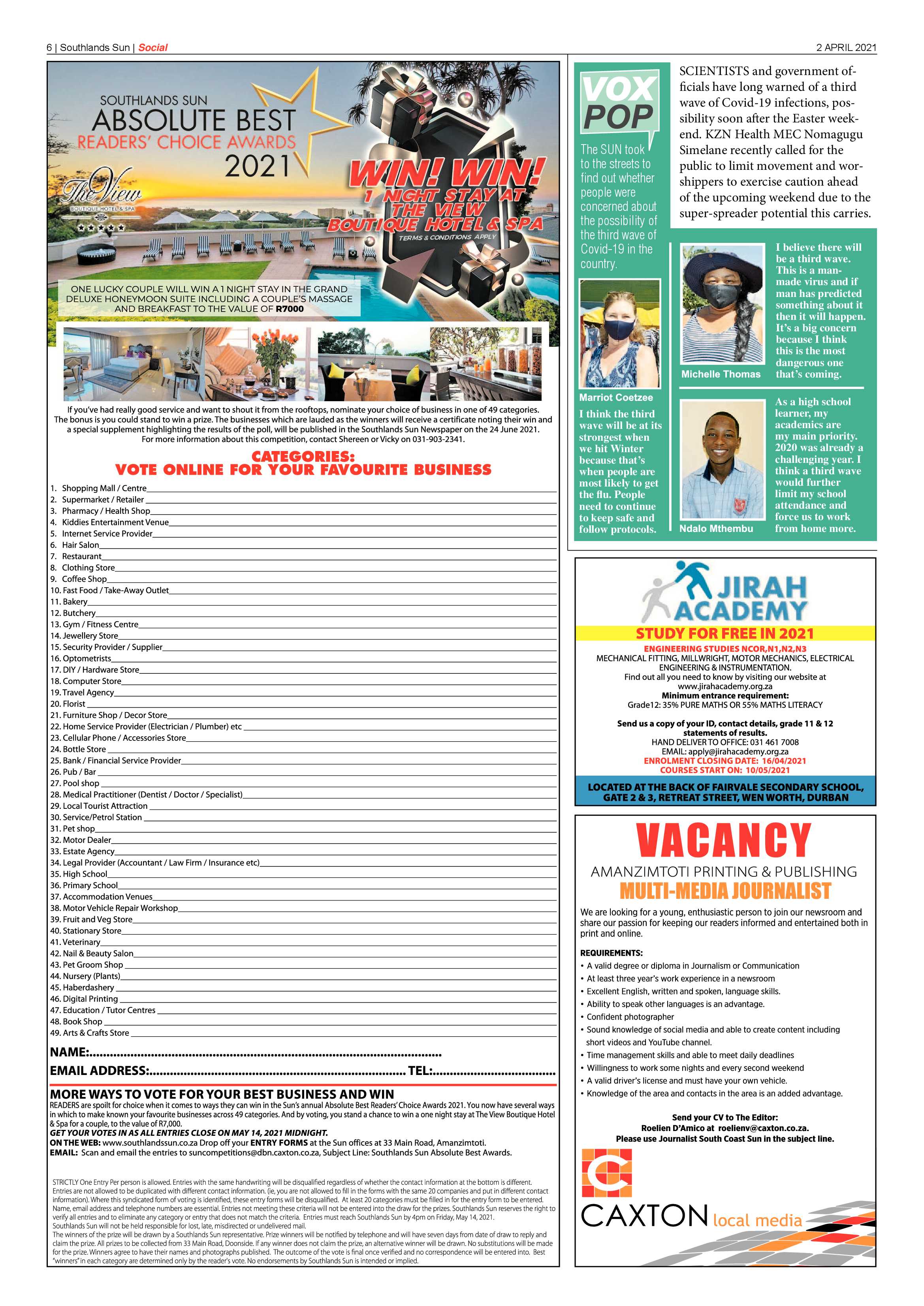 Southlands Sun 2 April 2021 page 6