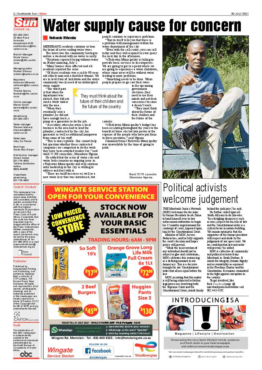 Southlands Sun 30 July 2021 page 2
