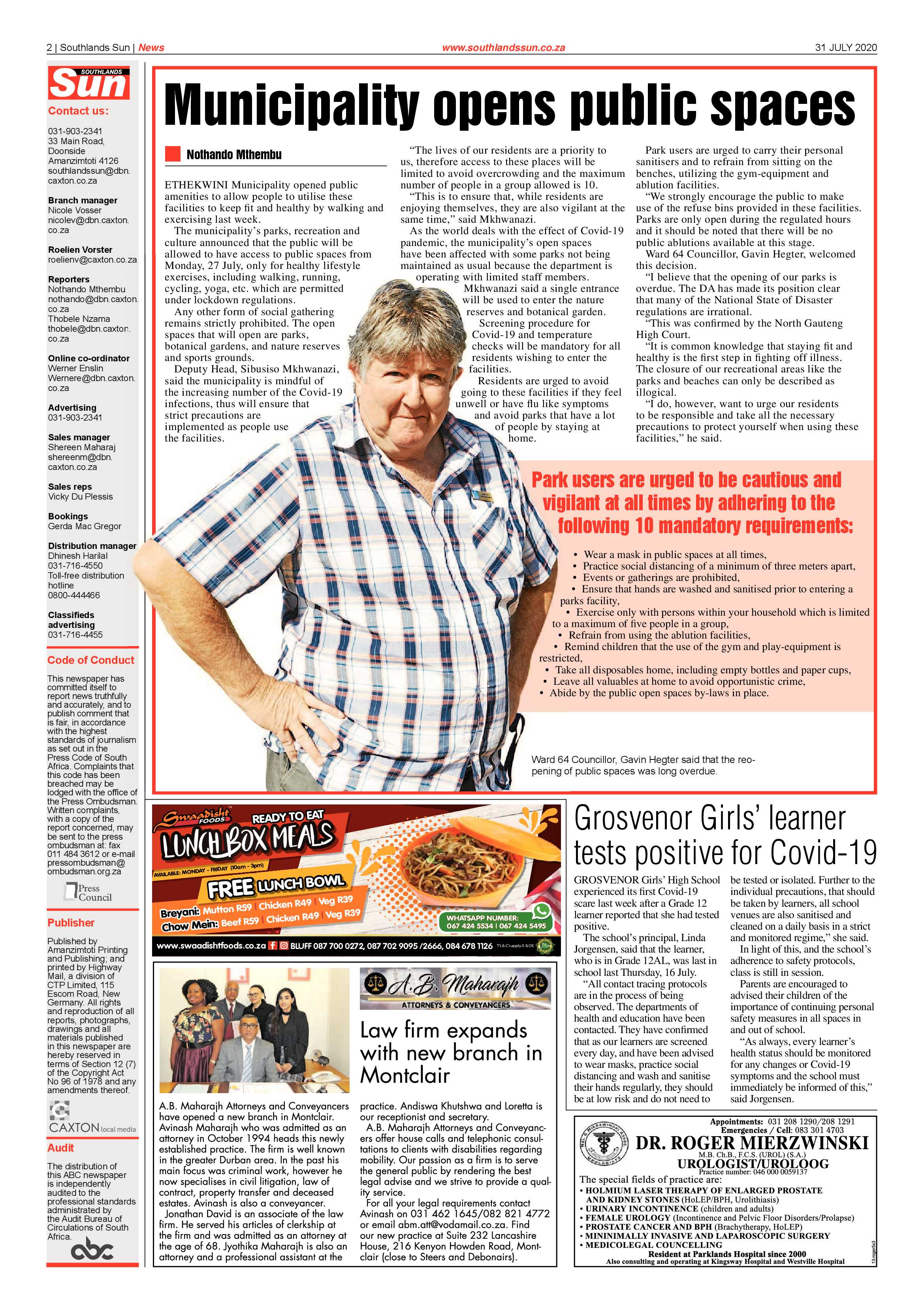 Southlands Sun 31 June 2020 page 2