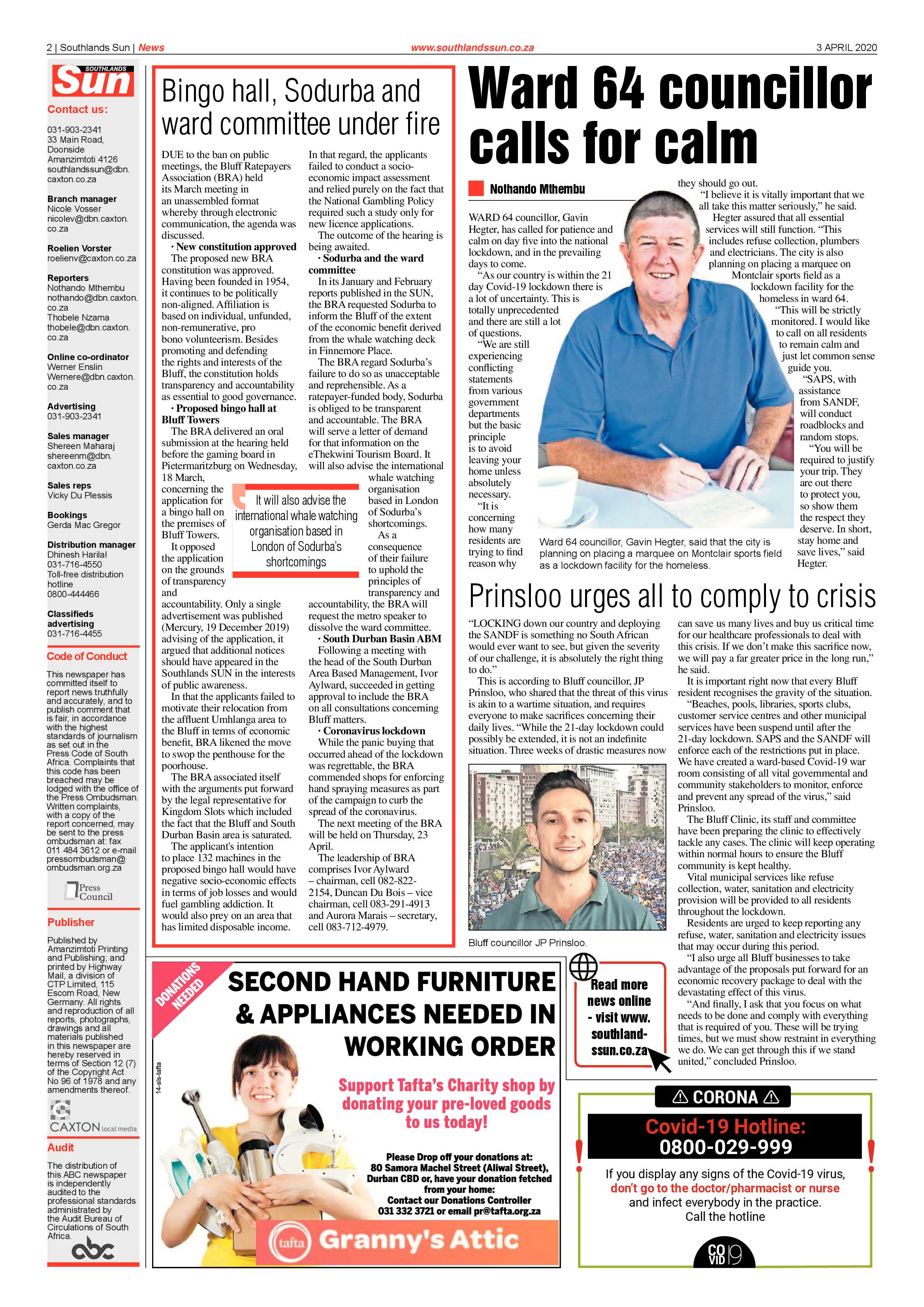 Southlands Sun 3 April 2020 page 2