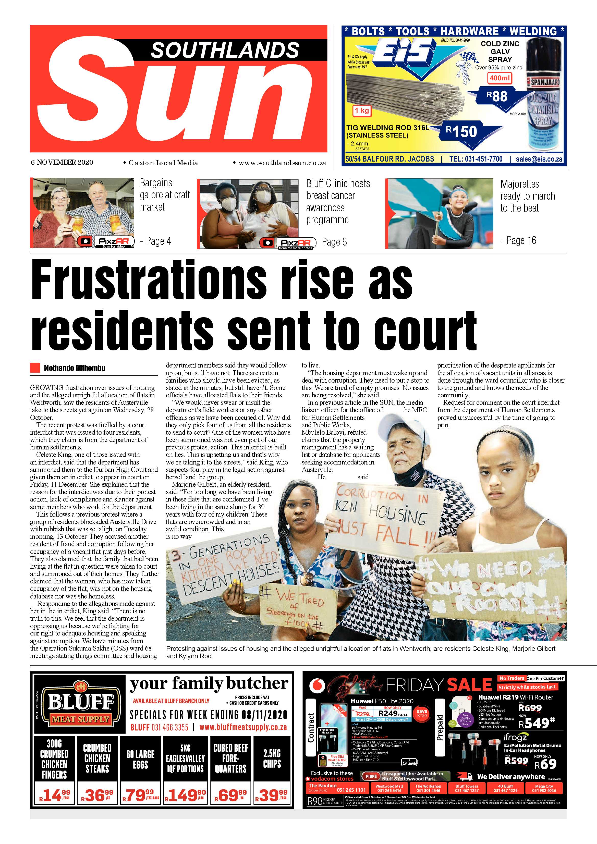 Southlands Sun 6 November  2020 page 1