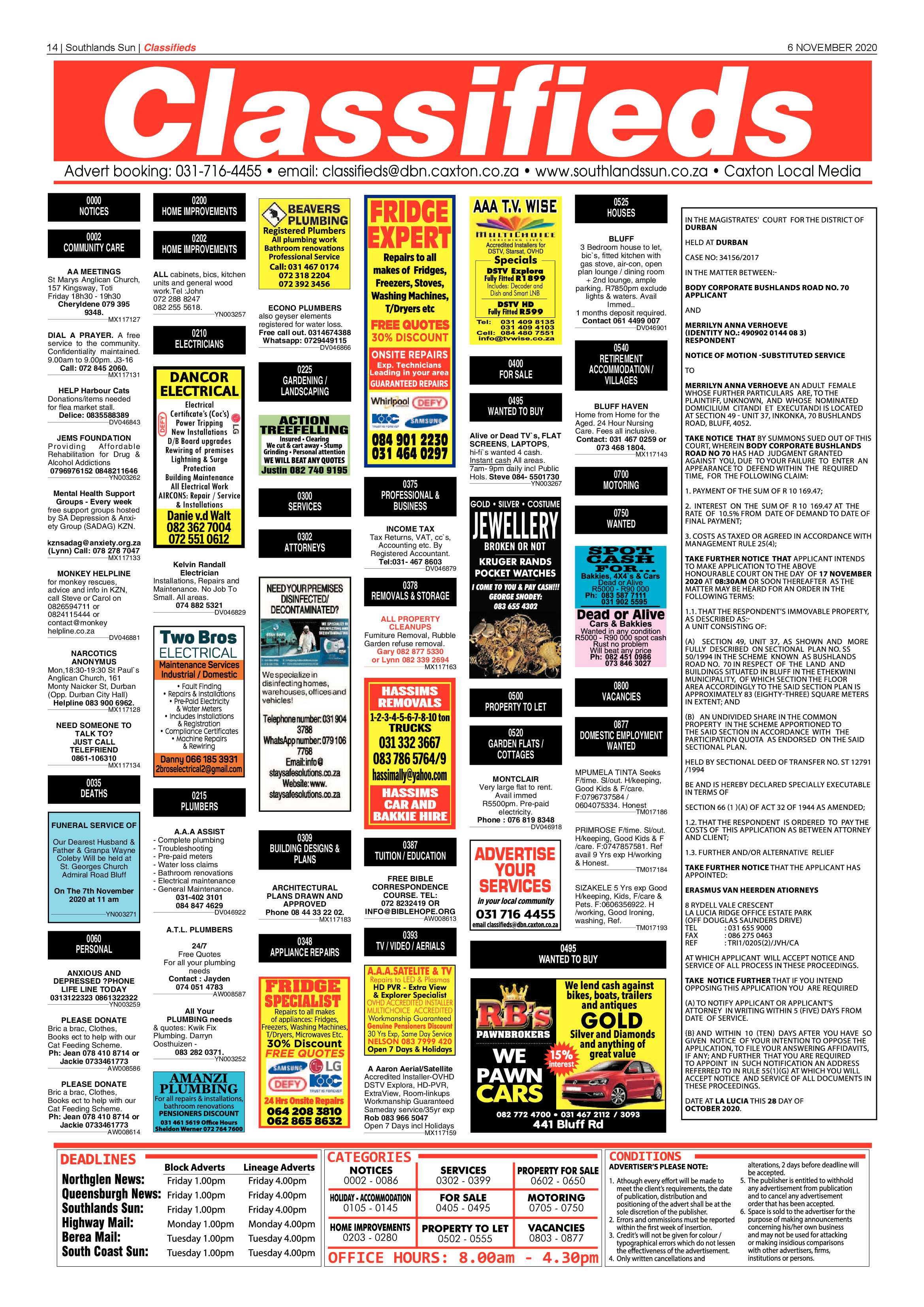 Southlands Sun 6 November  2020 page 14