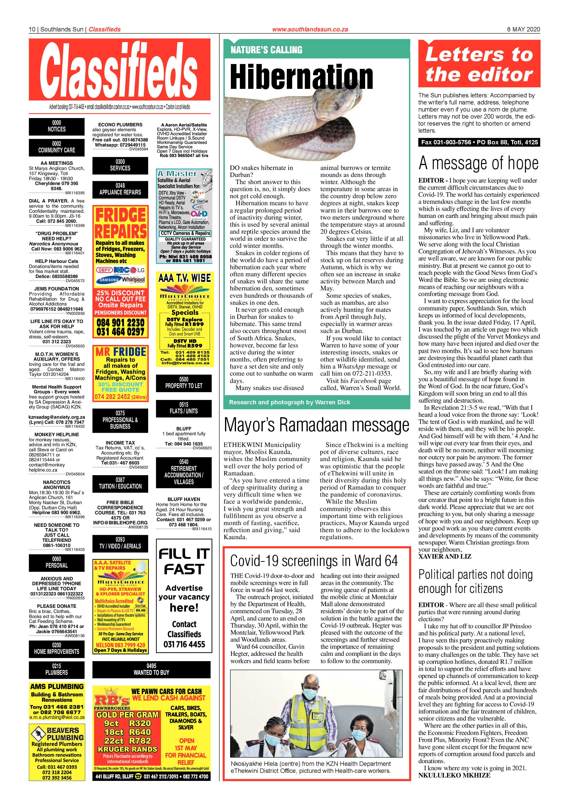 Southlands Sun 8 May 2020 page 10
