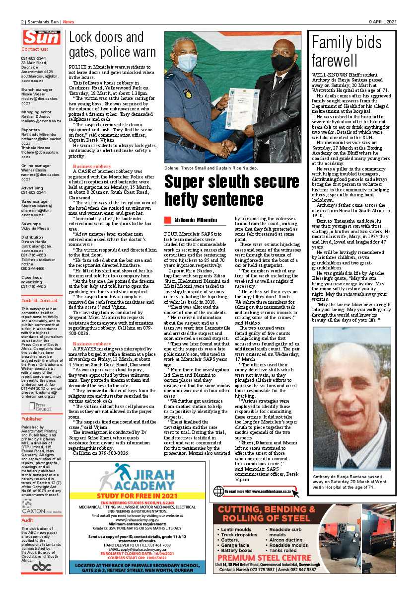 Southlands Sun 9 April 2021 page 2